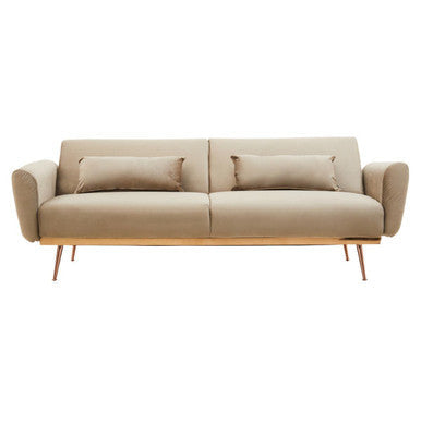 Hatton Mink Velvet Sofa Bed – side view