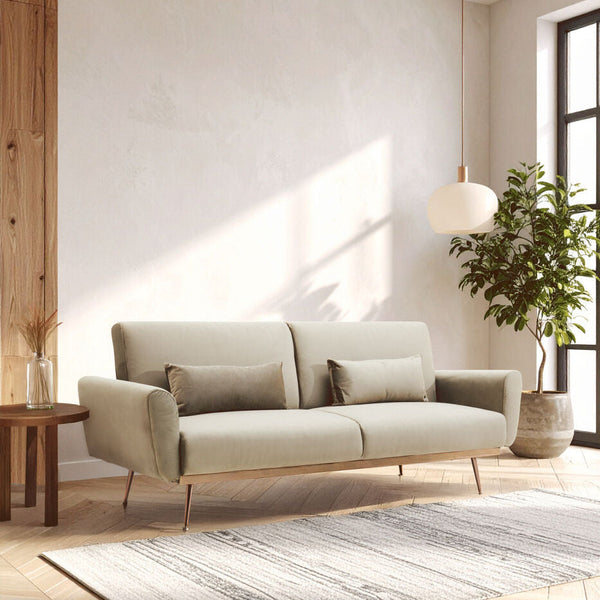 Hatton Mink Velvet Sofa Bed – front view