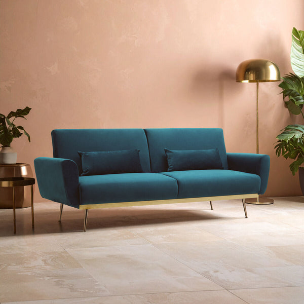 Hatton Green Velvet Sofa Bed – detail