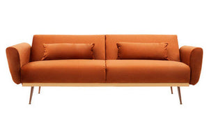 Hatton Burnt Orange Velvet Sofa Bed – side view