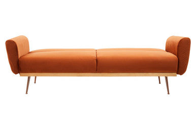 Hatton Burnt Orange Velvet Sofa Bed – close-up