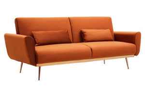 Hatton Burnt Orange Velvet Sofa Bed – dimensions