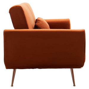 Hatton Burnt Orange Velvet Sofa Bed – back view