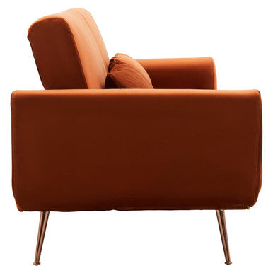 Hatton Burnt Orange Velvet Sofa Bed – back view