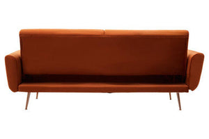 Hatton Burnt Orange Velvet Sofa Bed – angle view