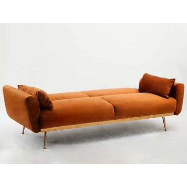 Hatton Burnt Orange Velvet Sofa Bed