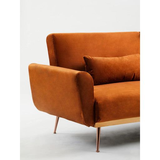 Hatton Burnt Orange Velvet Sofa Bed