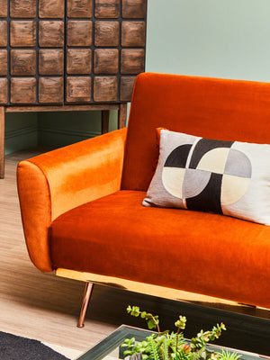 Hatton Burnt Orange Velvet Sofa Bed – detail