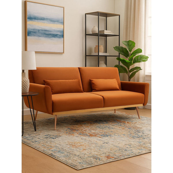 Hatton Burnt Orange Velvet Sofa Bed