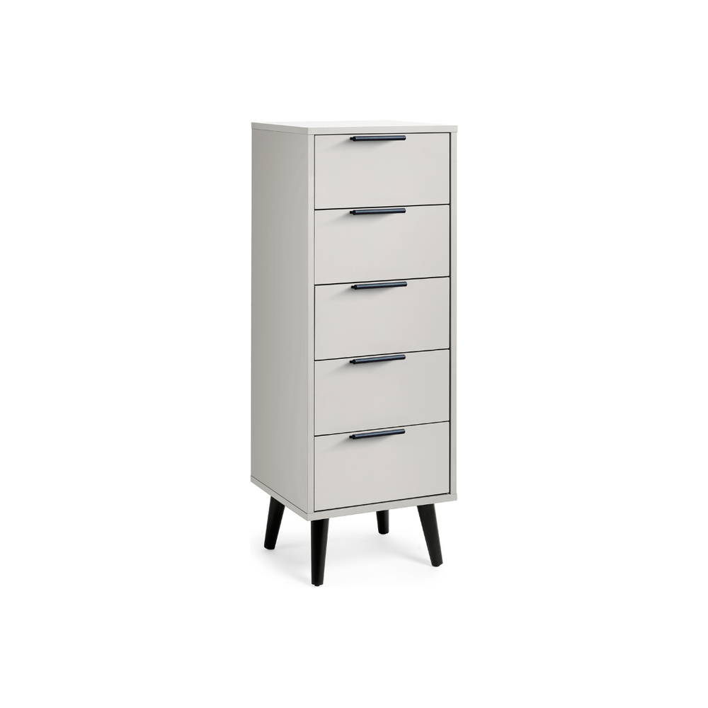 Alba 5 Drawer Narrow Chest - Silk Grey