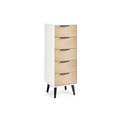 Alba 5 Drawer Narrow Chest - White/Oak - Living with Luxury