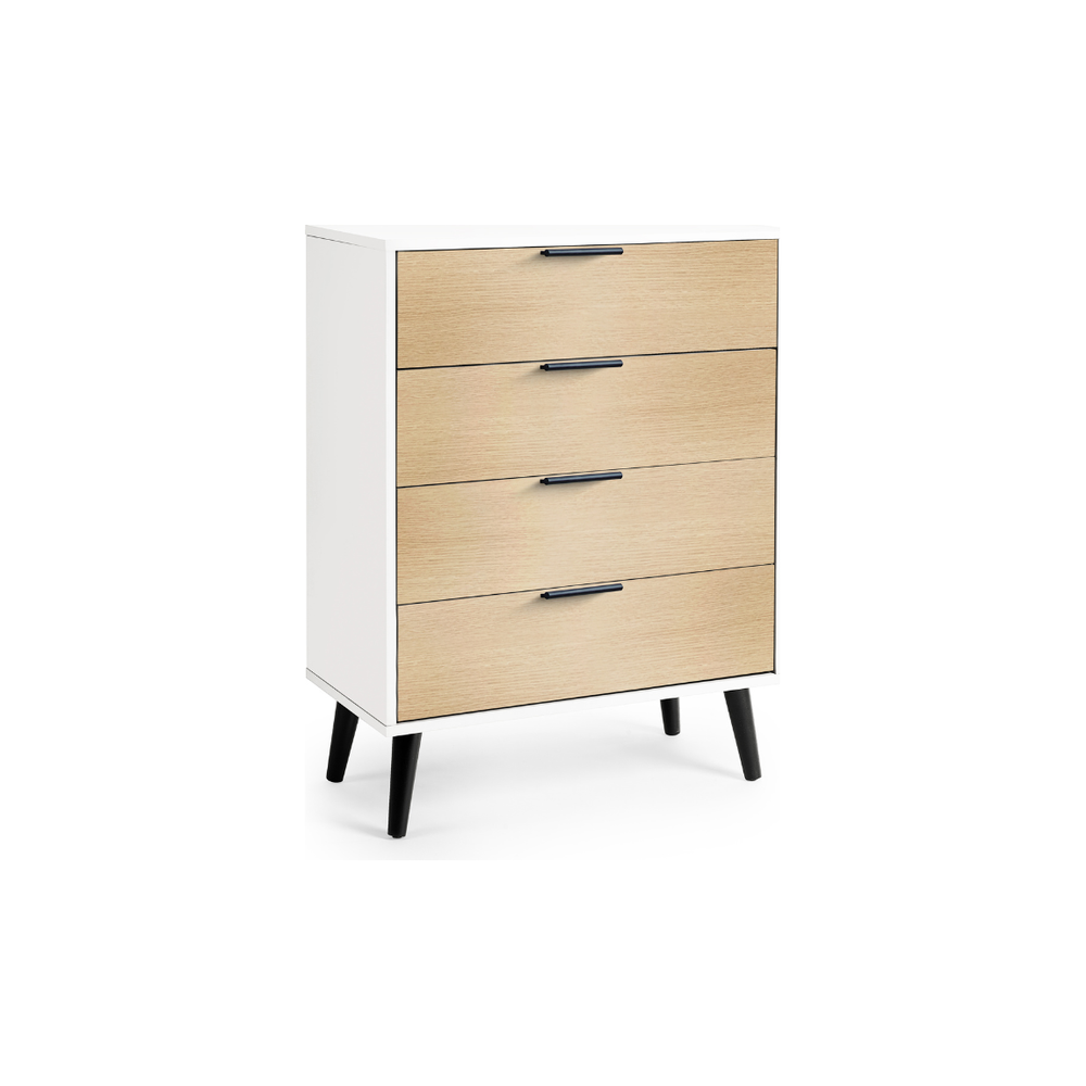 Alba 4 Drawer Wide Chest - White/Oak