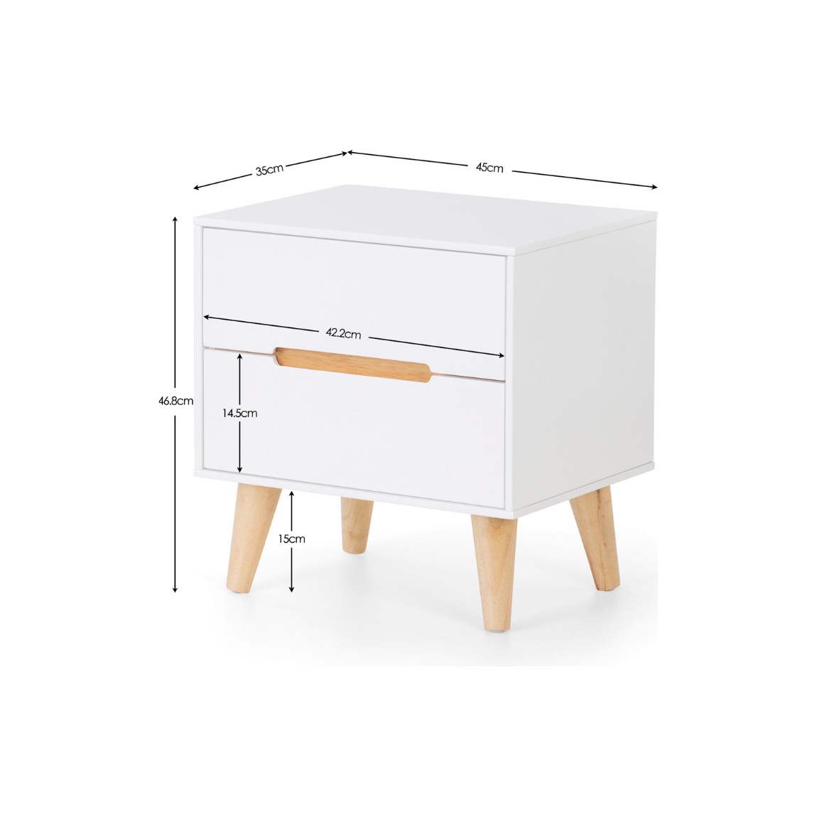 Alicia 2 Drawer Bedside - White - Living with Luxury