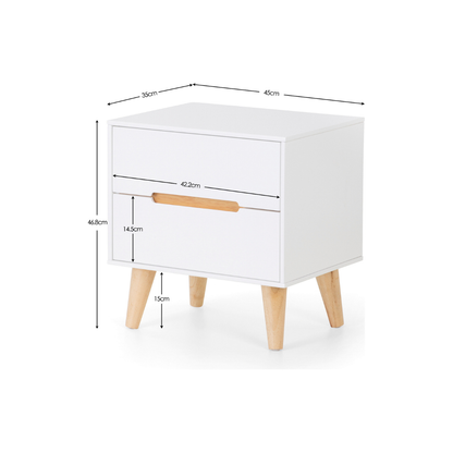 Alicia 2 Drawer Bedside - White - Living with Luxury