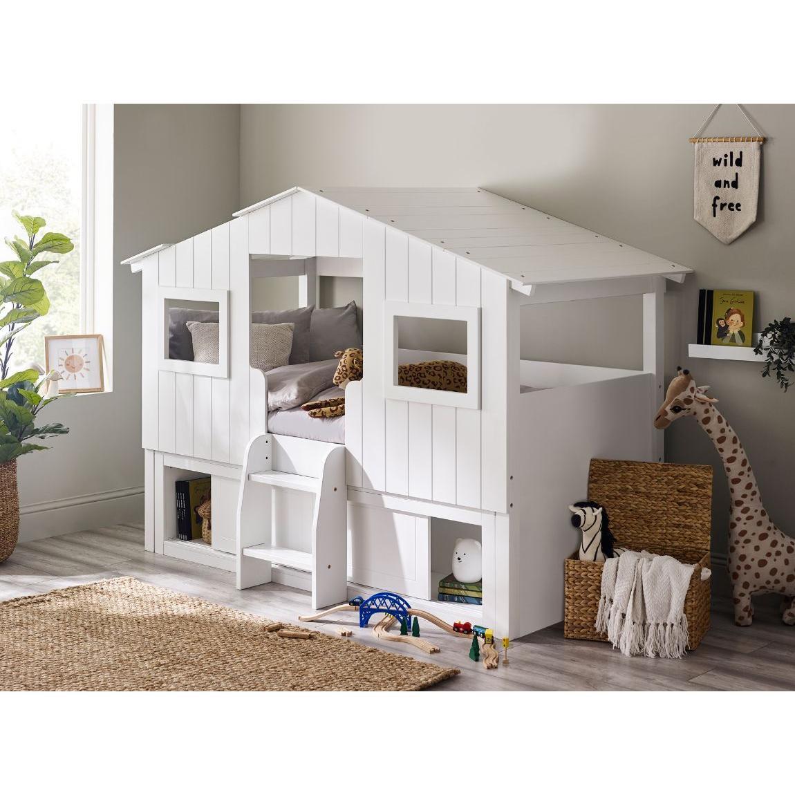Acorn Treehouse Midsleeper & Storage Unit - White - Living with Luxury