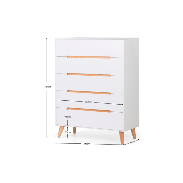 Alicia 5 Drawer Chest - White