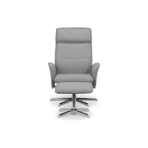 Aria Recliner Chair With Stool - Grey Linen