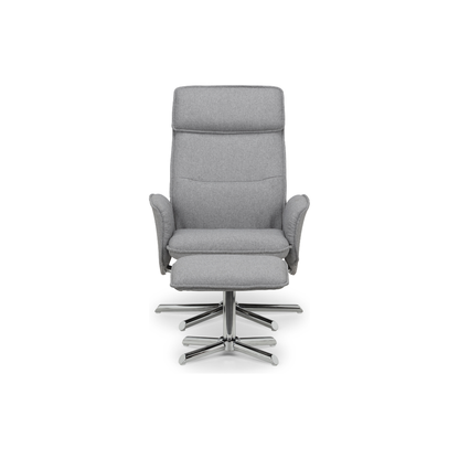 Aria Recliner Chair With Stool - Grey Linen - Living with Luxury