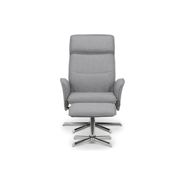 Aria Recliner Chair With Stool - Grey Linen