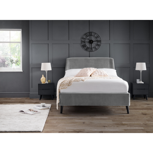 Frida Curved Velvet King Bed - Grey