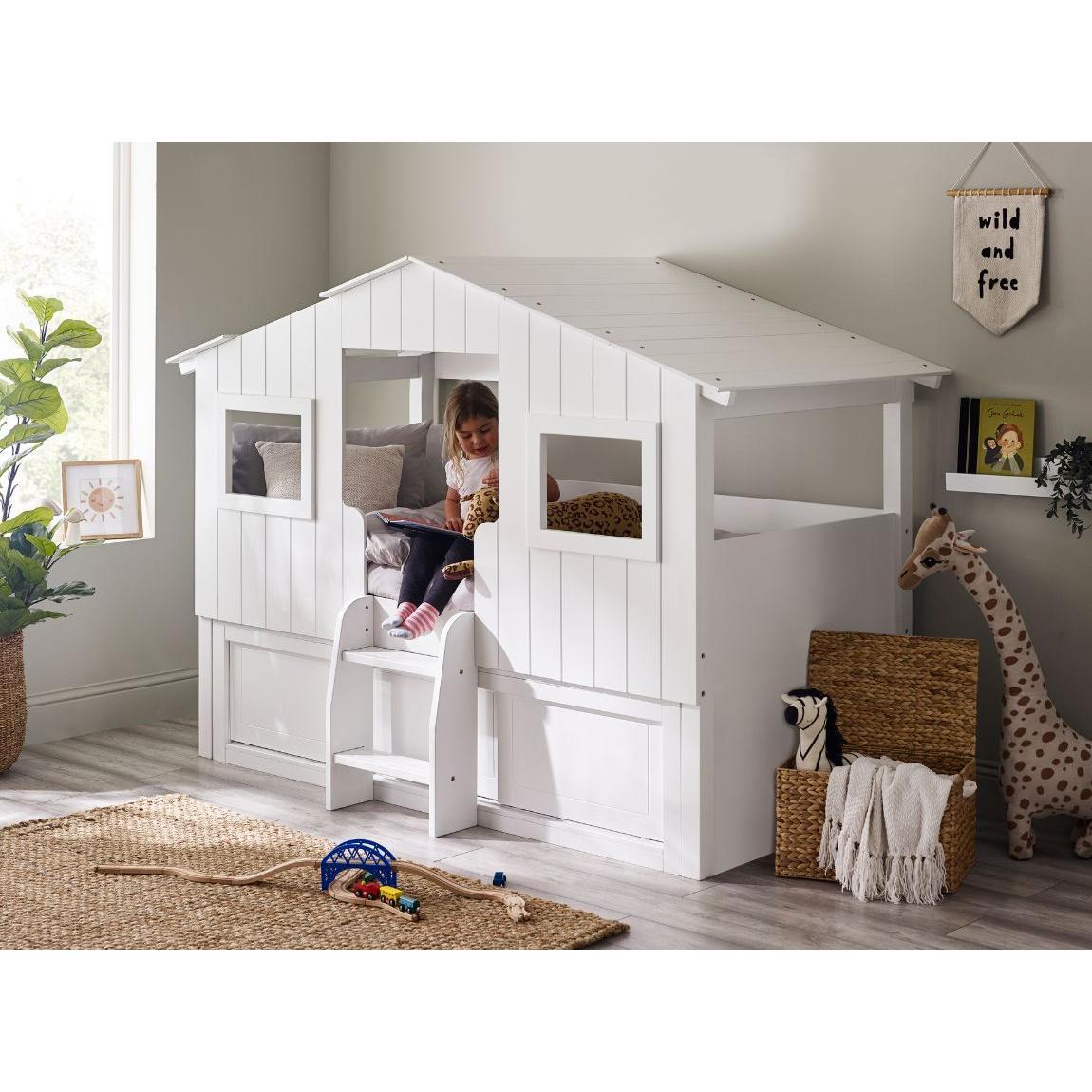 Acorn Treehouse Midsleeper & Storage Unit - White - Living with Luxury