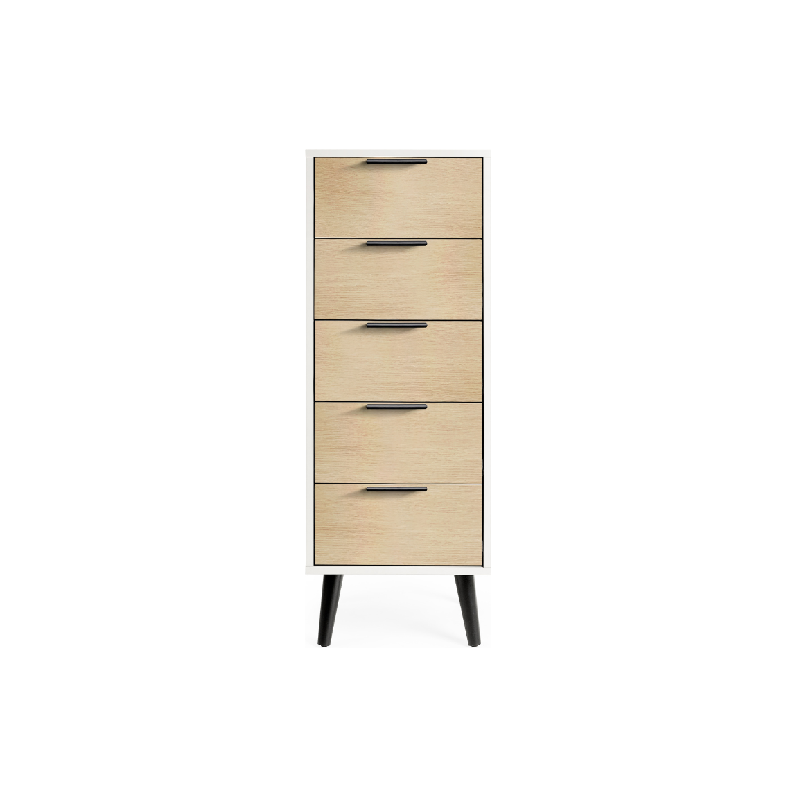 Alba 5 Drawer Narrow Chest - White/Oak - Living with Luxury