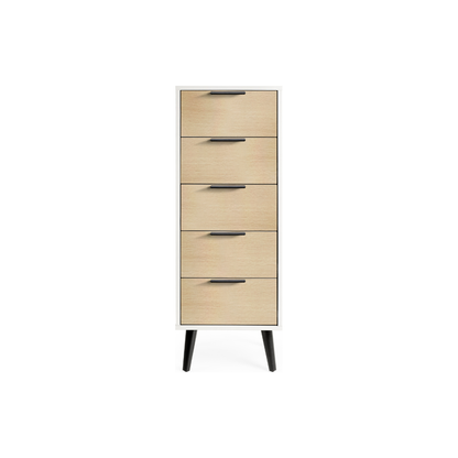 Alba 5 Drawer Narrow Chest - White/Oak - Living with Luxury