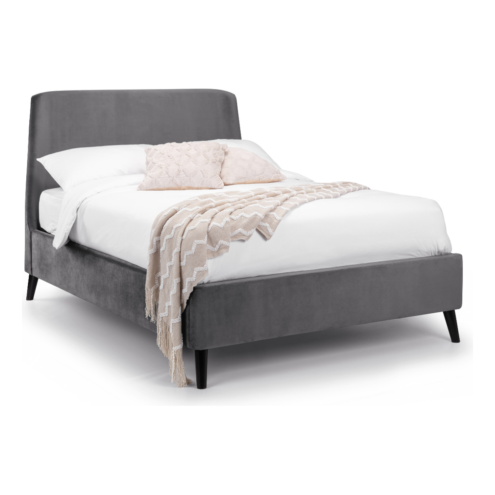 Frida Curved Velvet King Bed - Grey