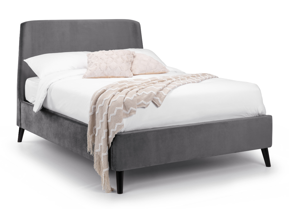 Frida Curved Velvet King Bed - Grey
