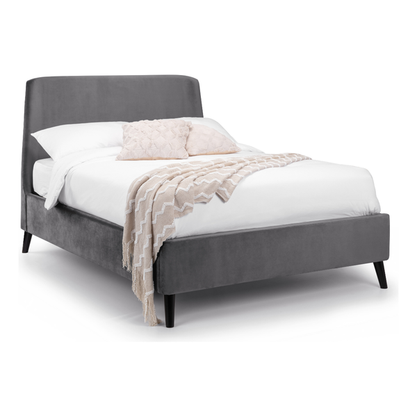 Frida Curved Velvet King Bed - Grey