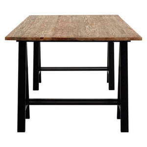 Hampstead Pine Wood and Black Metal Rectangular Dining Table – dimensions