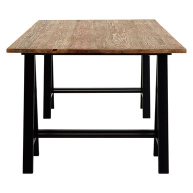 Hampstead Pine Wood and Black Metal Rectangular Dining Table – dimensions