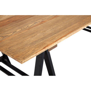 Hampstead Pine Wood and Black Metal Rectangular Dining Table – back view