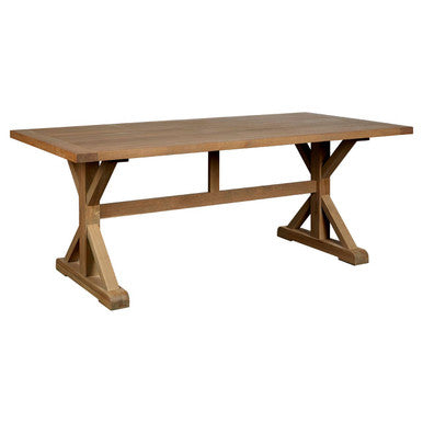 Lyon Grey Wash Oak Wood Rectangular Dining Table – in room setting