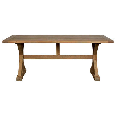 Lyon Grey Wash Oak Wood Rectangular Dining Table – side view