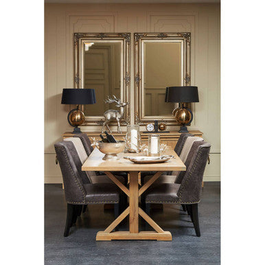 Lyon Grey Wash Oak Wood Rectangular Dining Table – detail