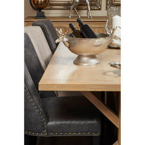 Lyon Grey Wash Oak Wood Rectangular Dining Table – back view
