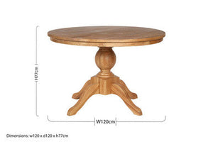 Lyon Natural Oak Wood Round Dining Table – angle view