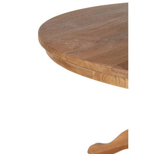 Lyon Natural Oak Wood Round Dining Table – in room setting