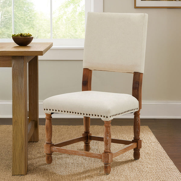 Lyon Oak Burn Whitewash Linen Dining Chair