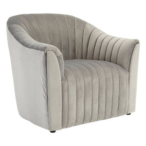 Opel Grey Velvet Channel Tufted Armchair – in room setting