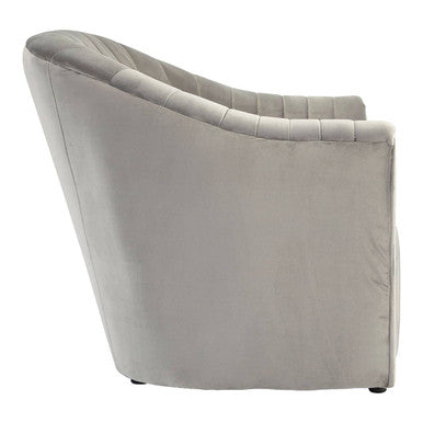 Opel Grey Velvet Channel Tufted Armchair – dimensions