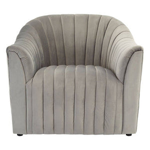 Opel Grey Velvet Channel Tufted Armchair – side view