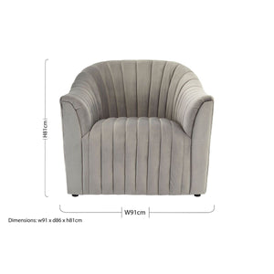 Opel Grey Velvet Armchair
