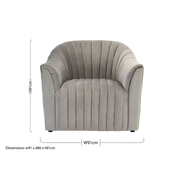 Opel Grey Velvet Armchair