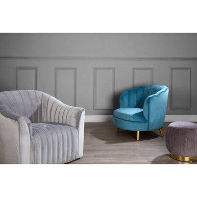 Opel Grey Velvet Channel Tufted Armchair – detail