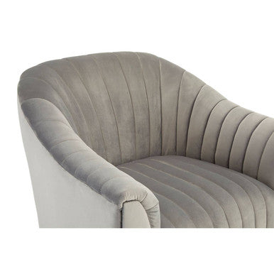 Opel Grey Velvet Channel Tufted Armchair – back view