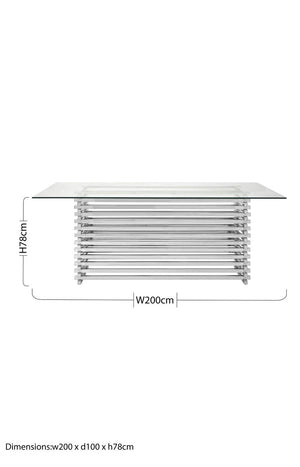 Silver Dining Table with Clear Tempered Glass Top | Vogue – in room setting 2