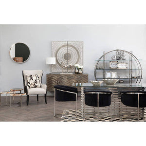 Silver Dining Table with Clear Tempered Glass Top | Vogue – back view