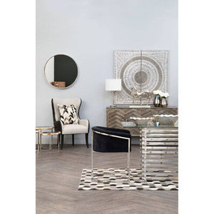 Silver Dining Table with Clear Tempered Glass Top | Vogue – angle view